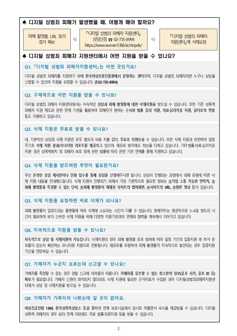 가정통신문(디지털 성범죄 대응 요령 및  예방 안내)002